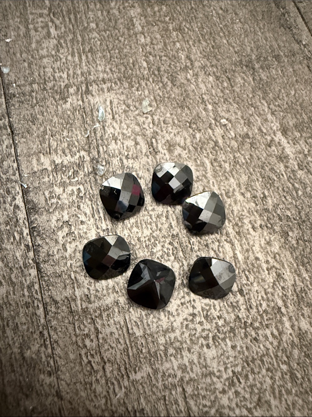 Black Faceted Glass Jewel Studs - Women Jewelry (6pk)